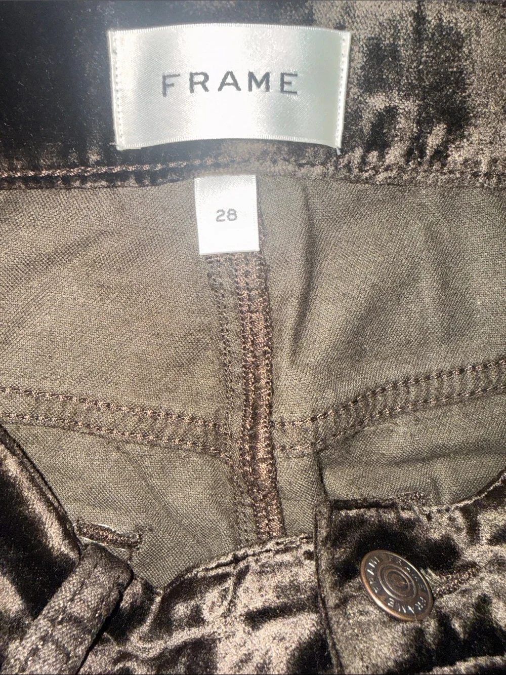 Frame Le Slim Palazzo Pant in Dark Clove Velvet Size 28 - Picture 13 of 14